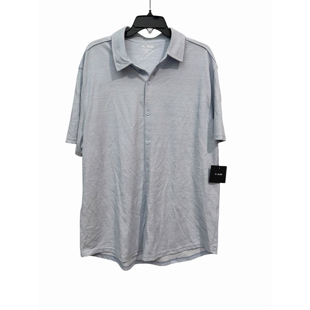 01. Algo Performance Button Up Shirt Men's XXL Short Sleeve Merino Wool #HH13-3